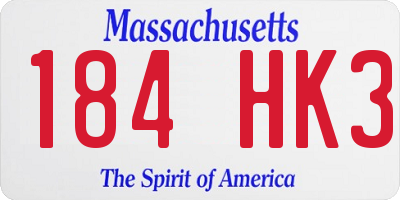 MA license plate 184HK3