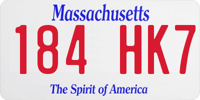 MA license plate 184HK7