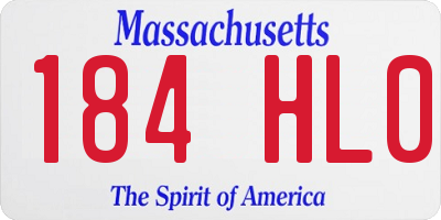 MA license plate 184HL0