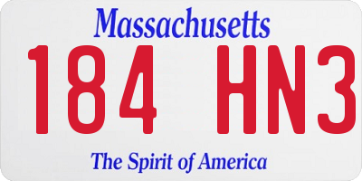 MA license plate 184HN3