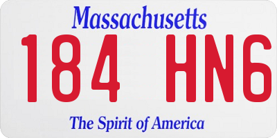 MA license plate 184HN6