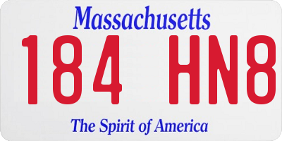MA license plate 184HN8