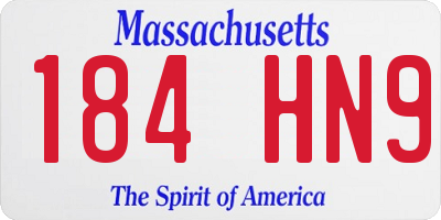 MA license plate 184HN9