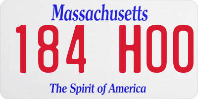 MA license plate 184HO0