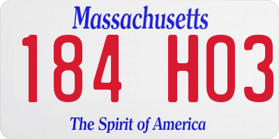 MA license plate 184HO3