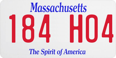 MA license plate 184HO4