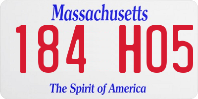 MA license plate 184HO5