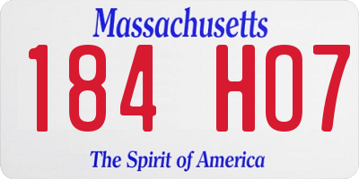 MA license plate 184HO7