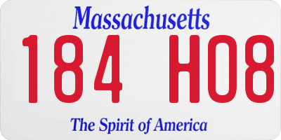 MA license plate 184HO8