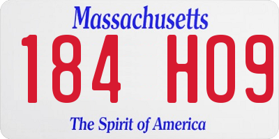 MA license plate 184HO9