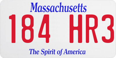 MA license plate 184HR3