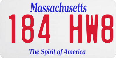 MA license plate 184HW8