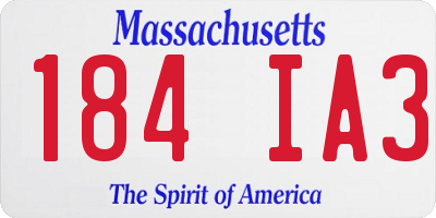 MA license plate 184IA3