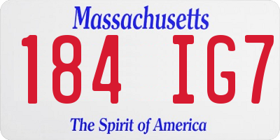 MA license plate 184IG7