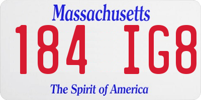 MA license plate 184IG8