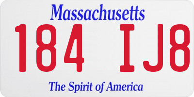 MA license plate 184IJ8