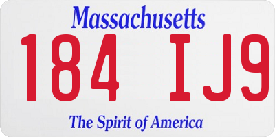 MA license plate 184IJ9