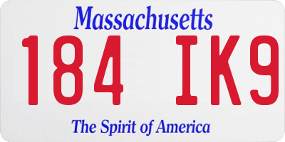 MA license plate 184IK9