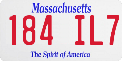 MA license plate 184IL7