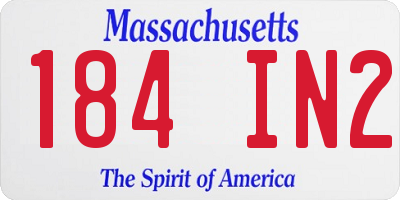 MA license plate 184IN2