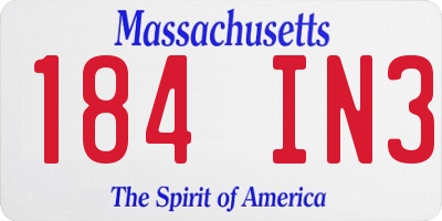 MA license plate 184IN3
