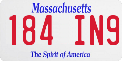 MA license plate 184IN9