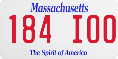 MA license plate 184IO0