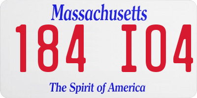 MA license plate 184IO4