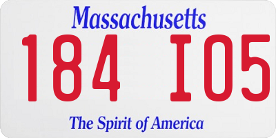 MA license plate 184IO5