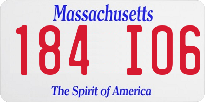 MA license plate 184IO6