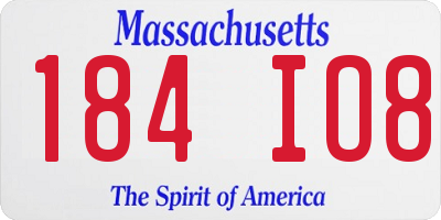 MA license plate 184IO8