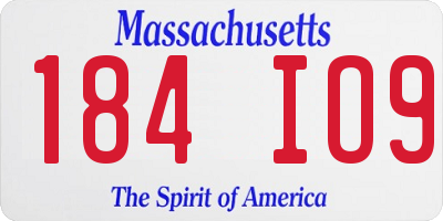 MA license plate 184IO9