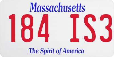 MA license plate 184IS3