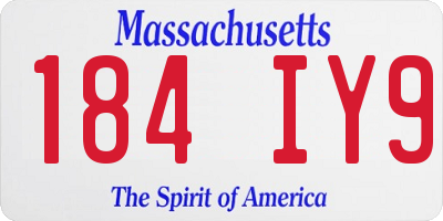 MA license plate 184IY9