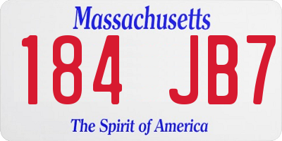 MA license plate 184JB7