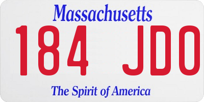 MA license plate 184JD0