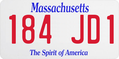 MA license plate 184JD1