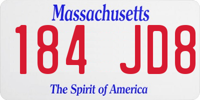 MA license plate 184JD8