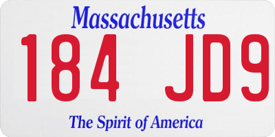 MA license plate 184JD9