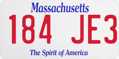 MA license plate 184JE3