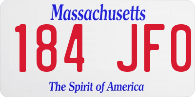 MA license plate 184JF0