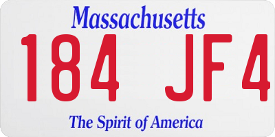 MA license plate 184JF4