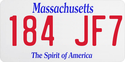 MA license plate 184JF7