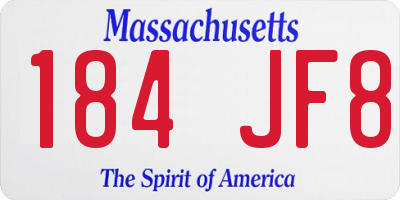 MA license plate 184JF8