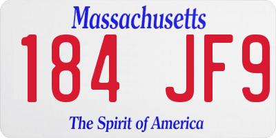 MA license plate 184JF9