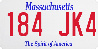 MA license plate 184JK4