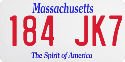 MA license plate 184JK7
