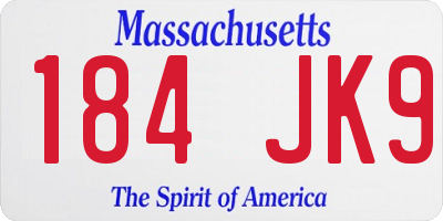 MA license plate 184JK9