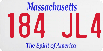 MA license plate 184JL4