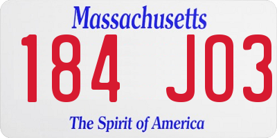 MA license plate 184JO3